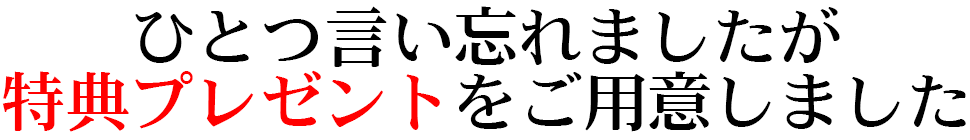 ひとつ言い忘れましたが 特典プレゼントをご用意しました