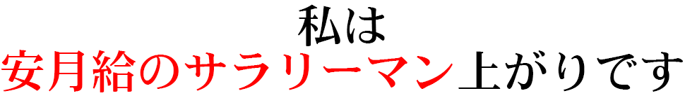 私は安月給のサラリーマン上がりです